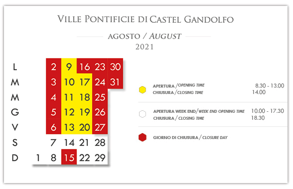 Pontifical Villas in August: open for the holidays!